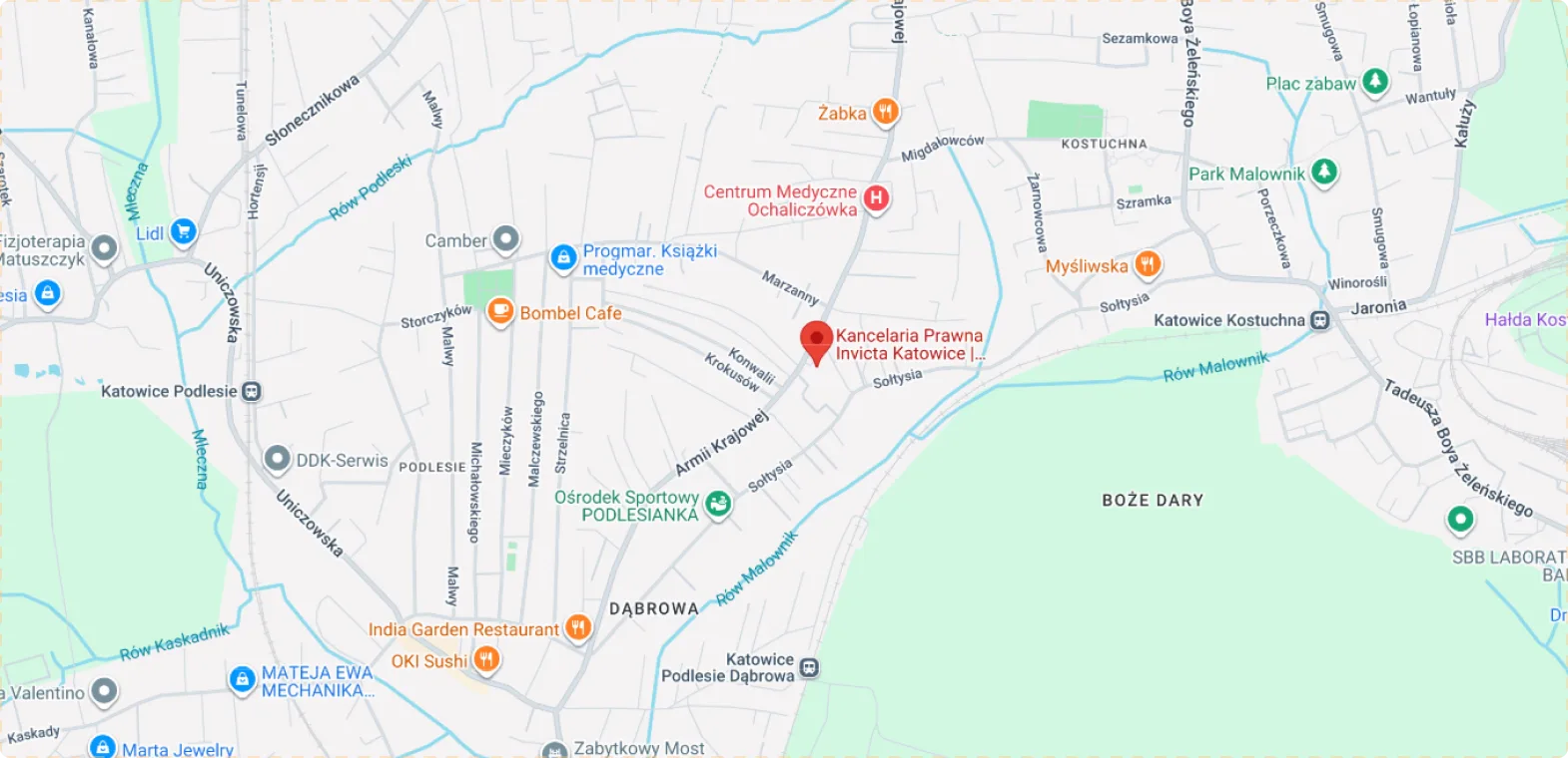 Mapa dojazdu — Kancelaria Invicta Ruda Śląska